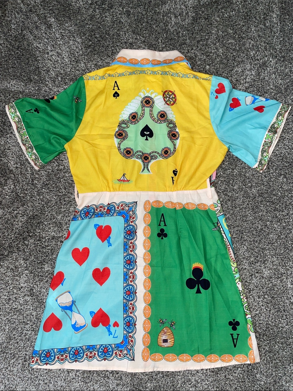 NWT Commense Multicolor Card-Suit Button Front Shirt Dress. Size M. - Picture 2 of 4